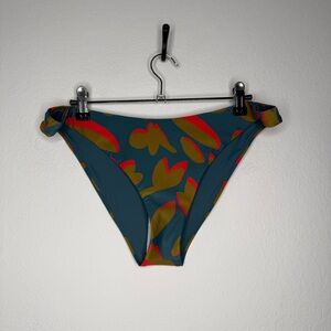 Prana Lahari Classic Swim Bottom Floral Tie Side Bikini Teal Multicolor XL